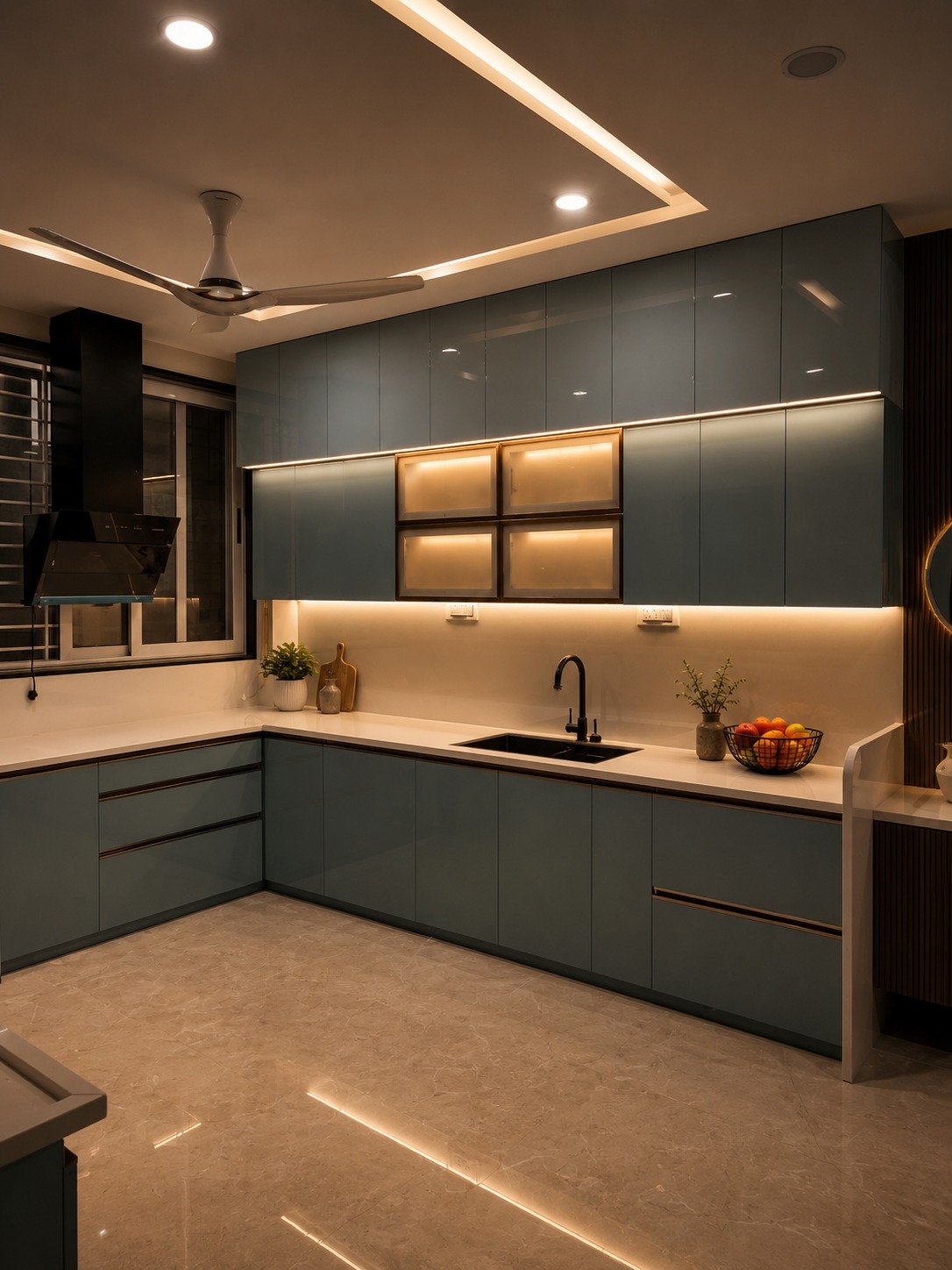 L-Shape modular kitchen, Ravet